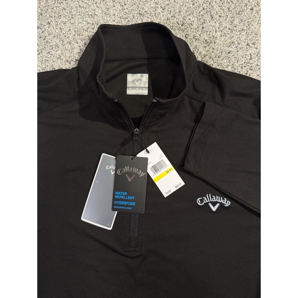 NWT Callaway 1/4 Zip Men's Golf Pullover Hydrofuge Water Repellent Caviar Medium